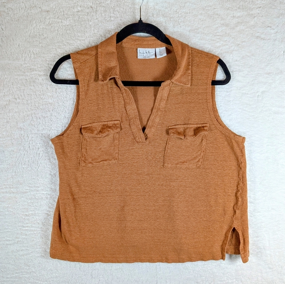 Nicole Miller Tan Sleeveless Blouse